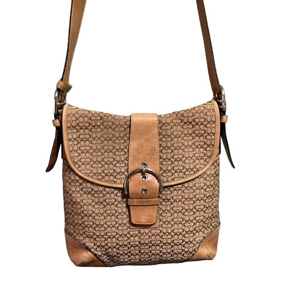 Coach Vintage Crossbody Bag Canvas Leather Trim Brown Beige - Picture 15 of 15